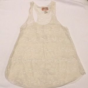 Sheer cream tank top